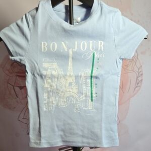 Kids Light Blue Bonjour Paris T-Shirt